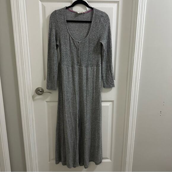 ANTHROPOLOGIE Marisa Hacci Wide Leg Sleep Jumpsuit sz Small Marled Heather gray - Picture 2 of 16